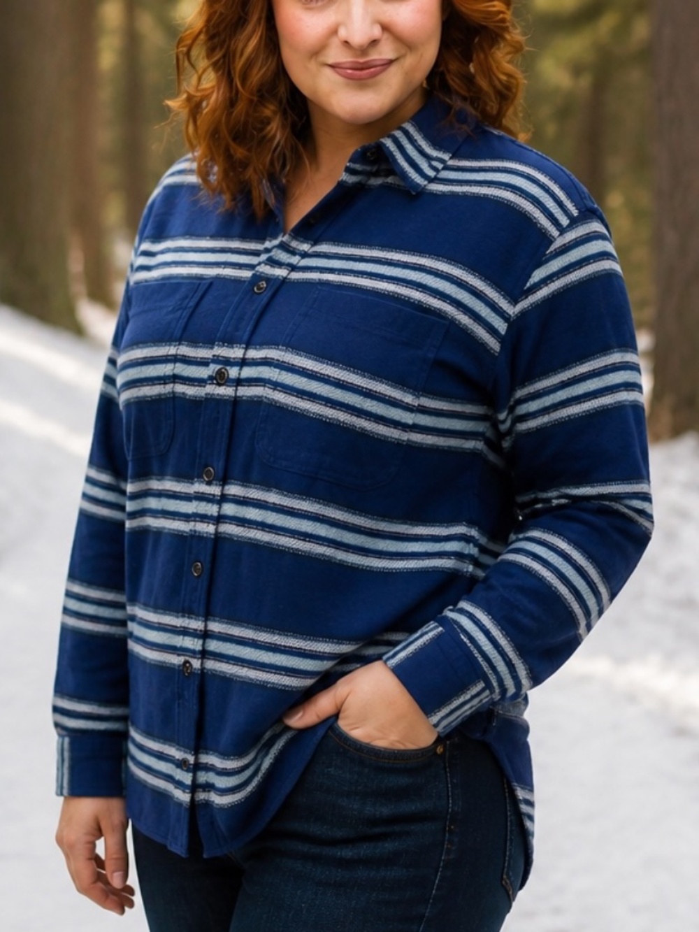 Duluth - Heritage-Weight Thick Flannel Blue White Plaid Long Sleeve Shirt - 2X